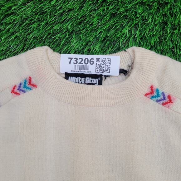 Vintage 80s MOD Sweatshirt Womens Small 17x20 Beige - Picture 10 of 12